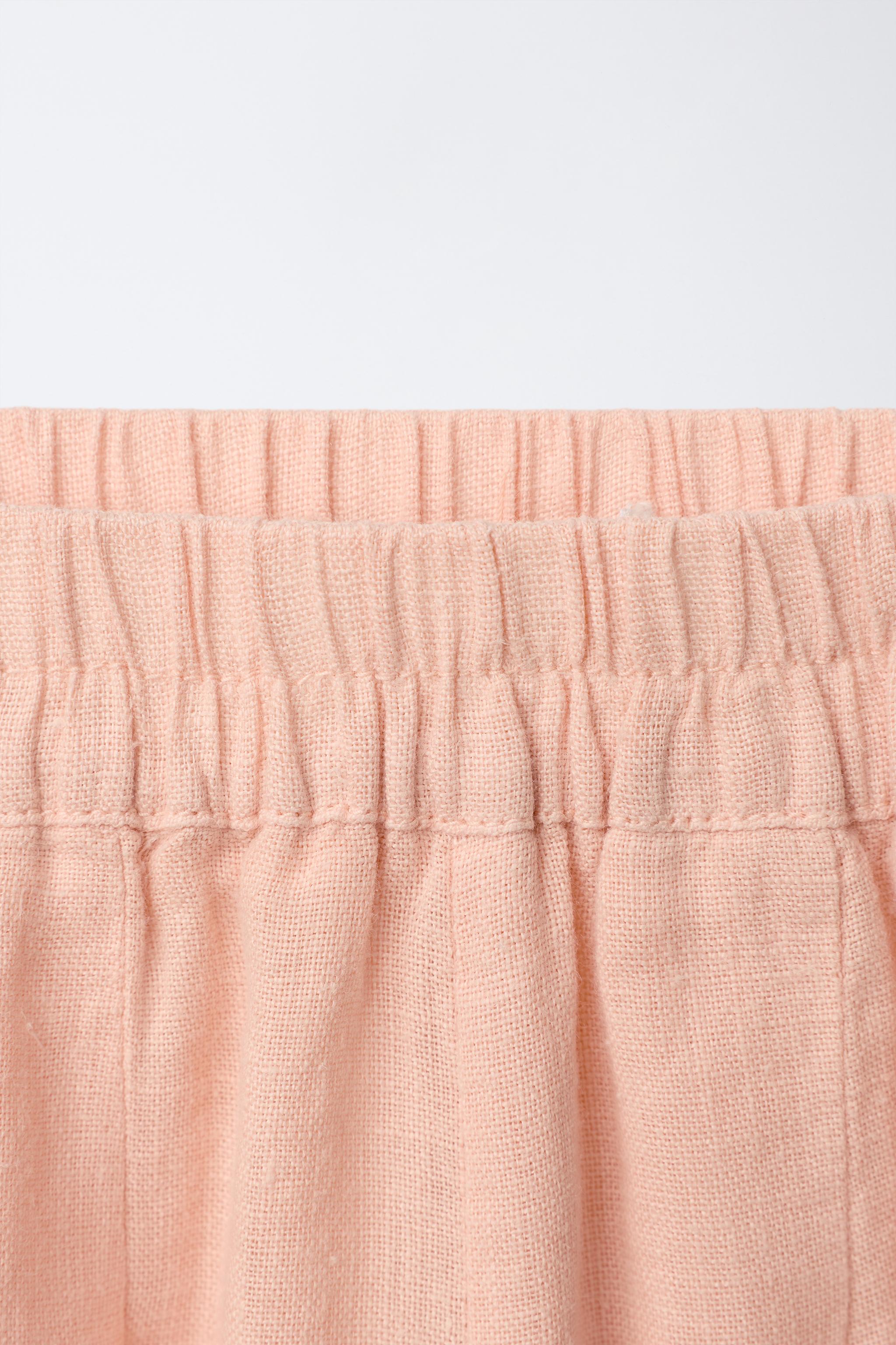PANTALON BOUFFANT 100% LIN AVEC NŒUDS